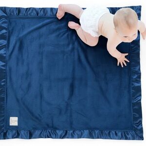 Little Giraffe White Navy Silk Blanket LUXE